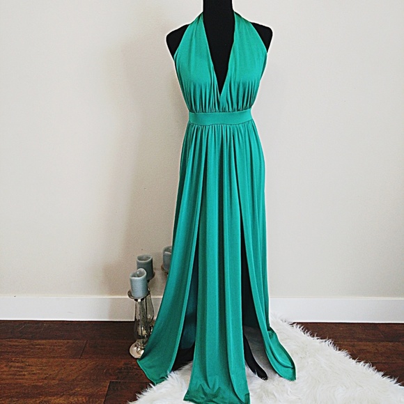 unknown Dresses & Skirts - 🆕SALE Emerald Halter Formal with front slits